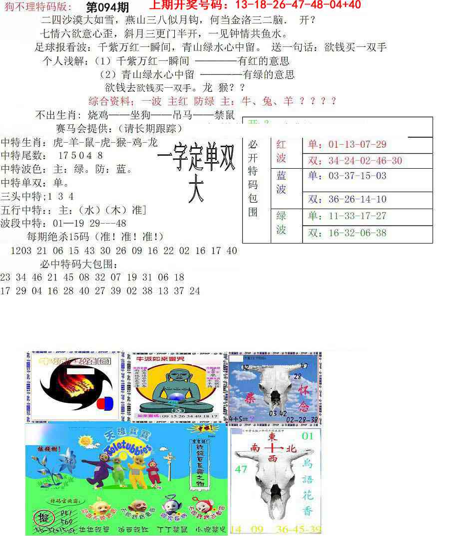 094期狗不理特码报[图]